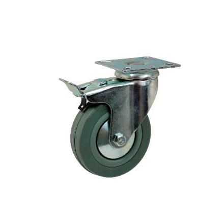 SWIVEL CASTOR 40-70kg GREY RUBBER PLATE OR BOLT HOLE